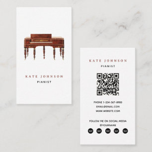 Tarjeta De Visita Profesor de música pianista vintage