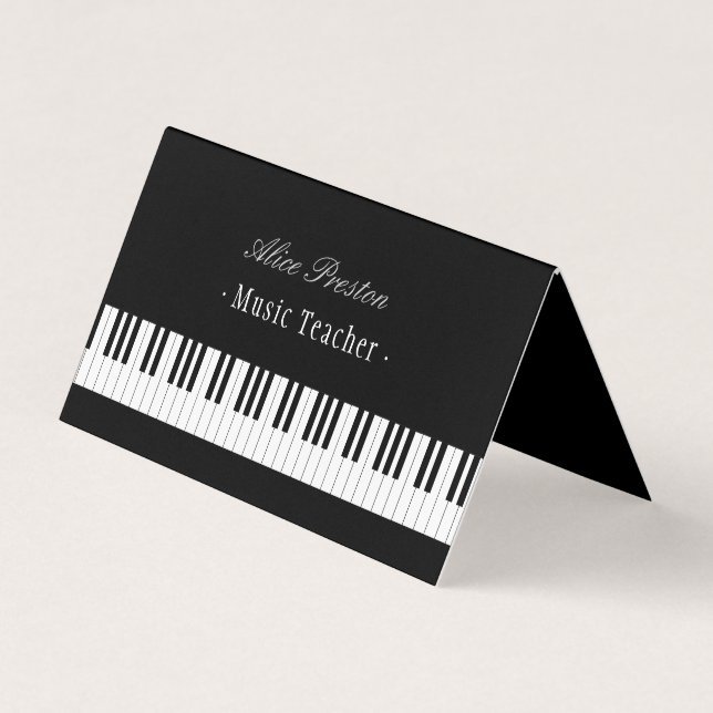Tarjeta De Visita Profesor de Música Profesional| Claves de piano (Anverso)