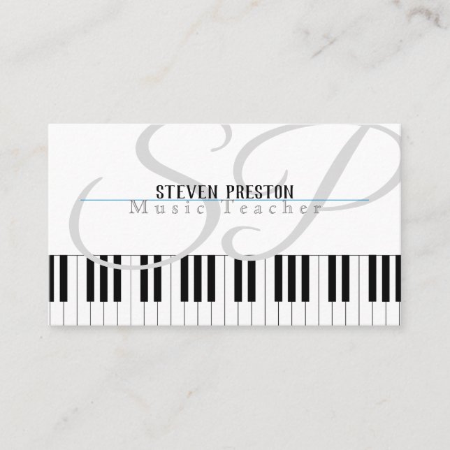 Tarjeta De Visita Profesor de Música Profesional | Claves de piano (Anverso)