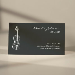 Tarjeta De Visita Profesor de Música Profesional Elegante Violin Blu