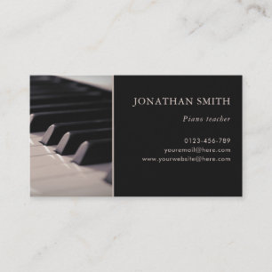 Tarjeta De Visita Profesor de Música Teclas de Piano Profesional 