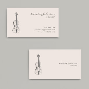 Tarjeta De Visita Profesor de música violinista Rubor rosa elegante