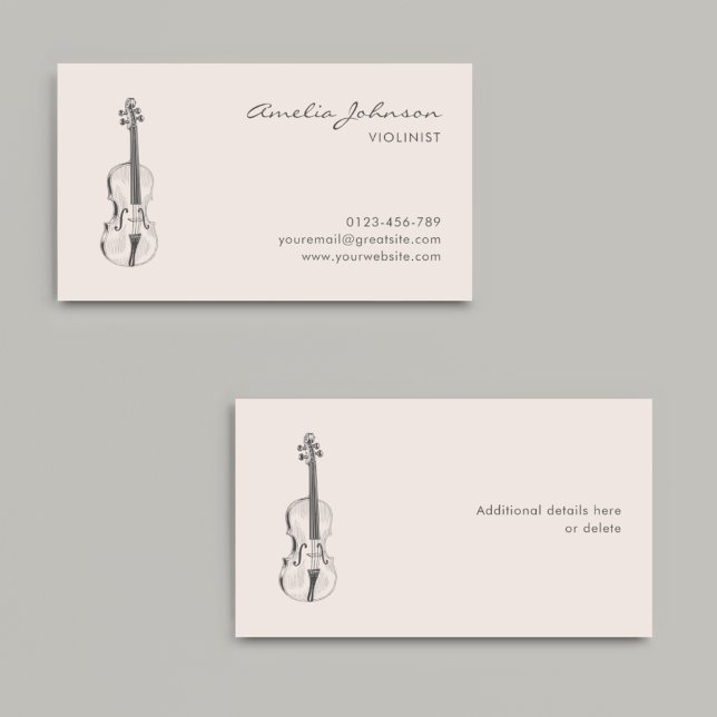 Tarjeta De Visita Profesor de música violinista Rubor rosa elegante (Subido por el creador)