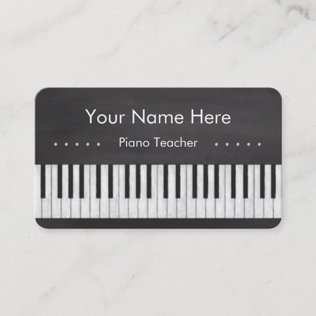 Tarjeta De Visita Profesor de piano elegante y moderno de la pizarra (Anverso)