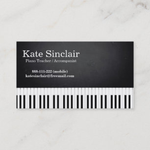Tarjeta De Visita Profesor de piano profesional elegante de la