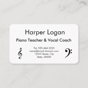 Tarjeta De Visita Profesor de Piano y Coach Vocal