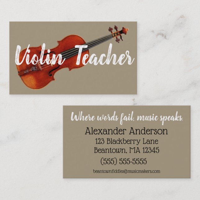 Tarjeta De Visita Profesor de violín (Anverso / Reverso)