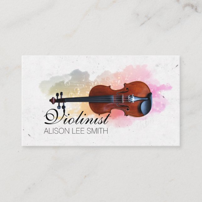 Tarjeta De Visita Profesor de violín de música violinista (Anverso)
