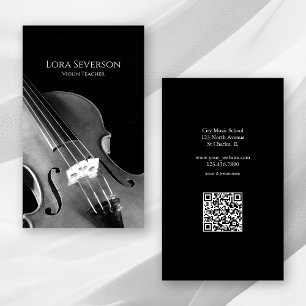 Tarjeta De Visita Profesor de violín en blanco y negro