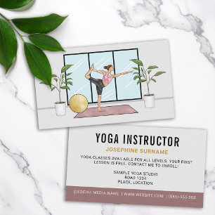 Tarjeta De Visita Profesor de Yoga Bailarín en Posición de Meditació