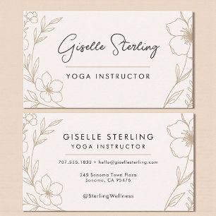 Tarjeta De Visita Profesor de Yoga Botánico Moderno con Rubor