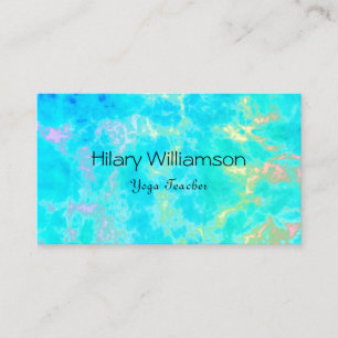 Tarjeta De Visita Profesor de Yoga Bright Aqua Rainbow