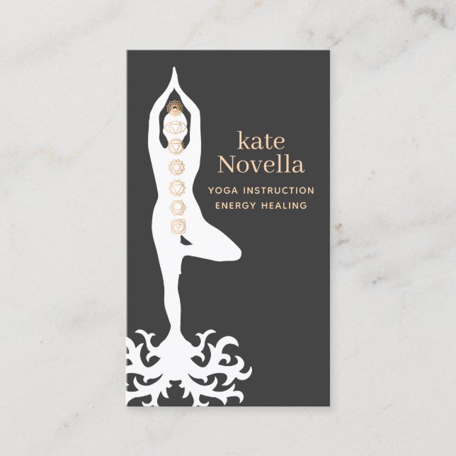 Tarjeta De Visita Profesor de yoga, Chakras (Anverso)