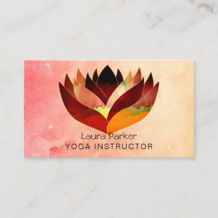 Tarjeta De Visita Profesor de Yoga de color de Agua de Loto Salud Ho