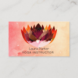 Tarjeta De Visita Profesor de Yoga de color de Agua de Loto Salud Ho