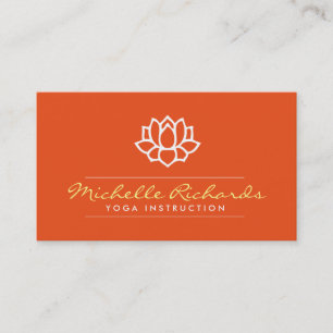 Tarjeta De Visita Profesor de yoga de flores de Lotus, Naranja de en