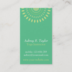 Tarjeta De Visita Profesor de Yoga de Hojas Verdes Relajantes Simple