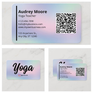 Tarjeta De Visita Profesor de Yoga Estudio de Yoga Moderno Holográfi