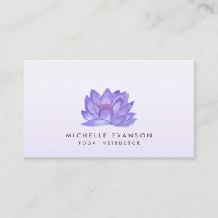 Tarjeta De Visita Profesor de Yoga Floral Elegante Loto Púrpura