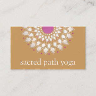 Tarjeta De Visita Profesor de yoga floral Silver Lotus Mandala