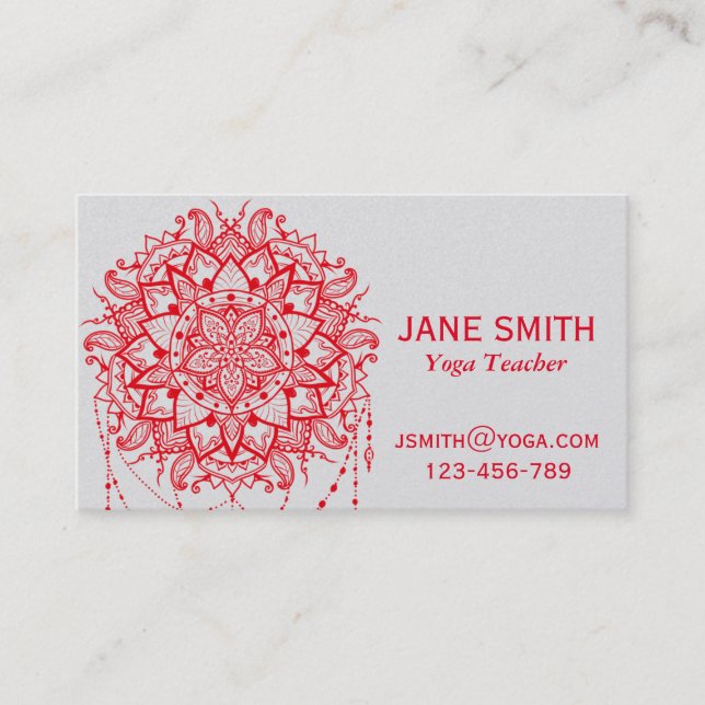 Tarjeta De Visita Profesor de yoga Instructor de yoga mandala (Anverso)