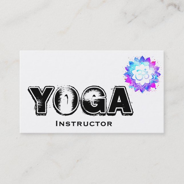Tarjeta De Visita *~* Profesor de Yoga instructor OM Lotus Mandala (Anverso)