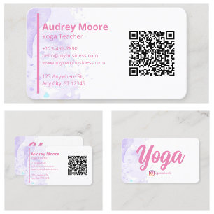 Tarjeta De Visita Profesor de Yoga Moderno Púrpura