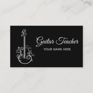 Tarjeta De Visita Profesor Elegan de instrumentos musicales de guita