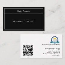 Profesor minimalista con código QR y logotipo esco