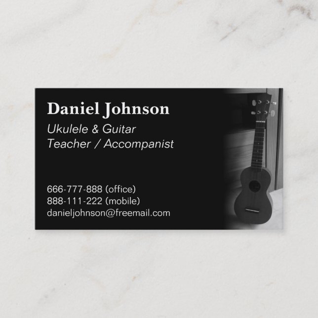 Tarjeta De Visita Profesor moderno, profesional, del Ukulele y de la (Anverso)