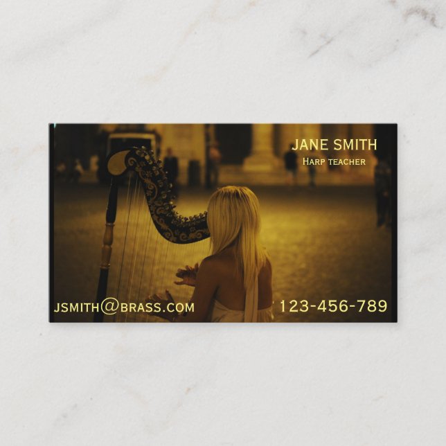 Tarjeta De Visita Profesor o profesor particular de la arpa (Anverso)