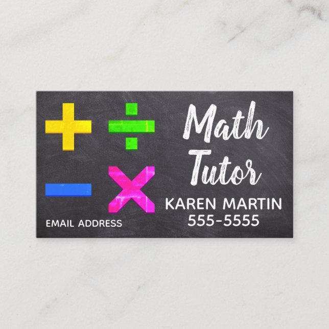 Tarjeta De Visita Profesor particular de la matemáticas (Anverso)