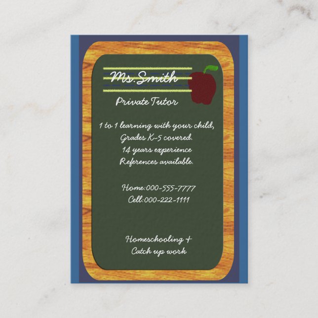 Tarjeta De Visita profesor particular privado (Anverso)