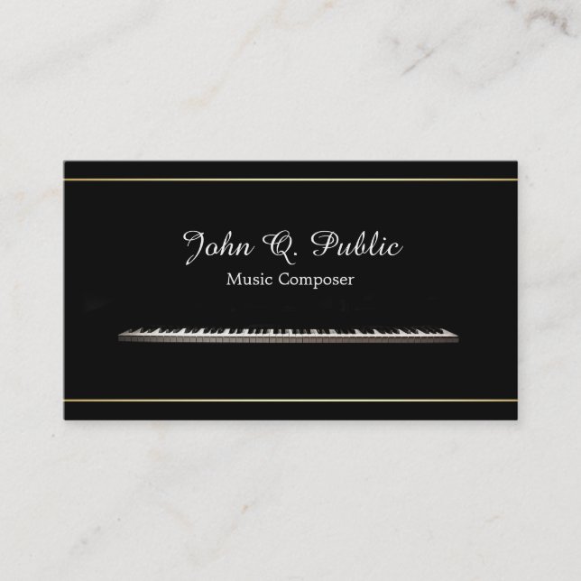 Tarjeta De Visita Profesor Piano Compositor musical Profesional Eleg (Anverso)