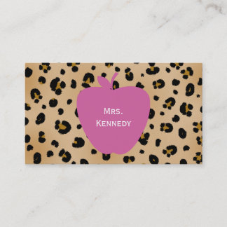 Tarjeta De Visita Profesor rosado del estampado leopardo de Apple