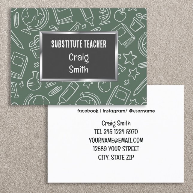 Tarjeta De Visita Profesor sustituto (Substitute Teacher Cards)