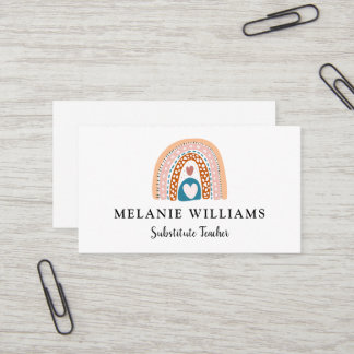 Tarjeta De Visita Profesor sustituto Boho Rainbow