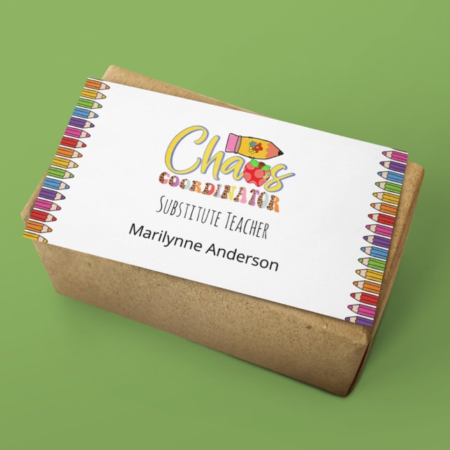 Tarjeta De Visita Profesor sustituto de los lápices de arcoiris (Subido por el creador)