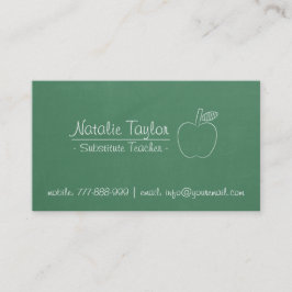 Tarjeta De Visita Profesor Sustituto de Manzana de Pizarra Verde Tut