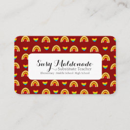 Tarjeta De Visita Profesor sustituto del patrón de suministros escol