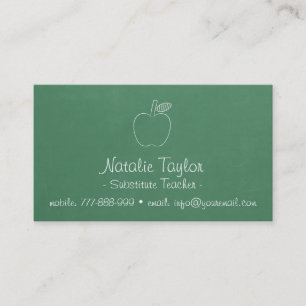 Tarjeta De Visita Profesor Sustituto Pizarra Verde Garabato de Manza
