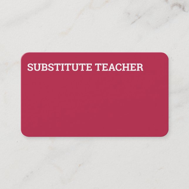 Tarjeta De Visita Profesor sustituto Tutor Magenta (Anverso)