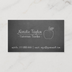 Tarjeta De Visita Profesor Sustituto Tutor Pizarra Gris Tiza
