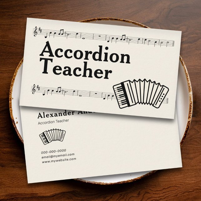 Tarjeta De Visita Profesora de acordeón (Accordion Teacher Business Card)