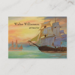 Tarjeta De Visita Profesora de arte, Bella Artes Sunset Sailing Ship