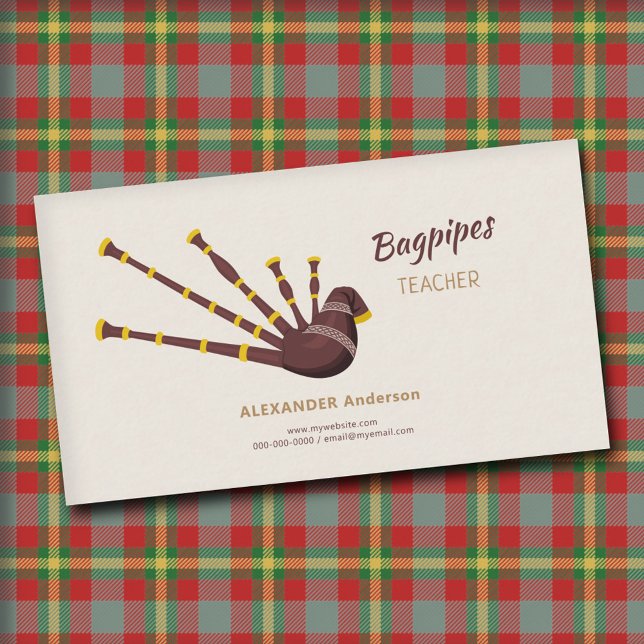 Tarjeta De Visita Profesora de Bagpipes (Bagpipes Teacher Business Card)