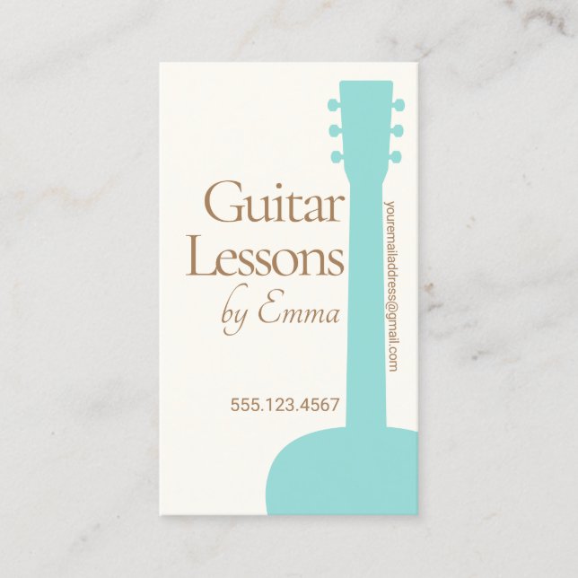 Tarjeta De Visita Profesora de guitarra acústica (Anverso)