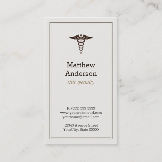 Tarjeta De Visita Profesora de Medicina Caduceus - Clásico Elegante (Anverso)