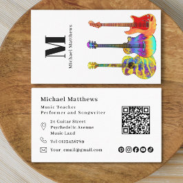 Tarjeta De Visita Profesora de música guitarra Código QR Personaliza