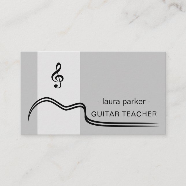 Tarjeta De Visita Profesora de música guitarra con mínimo acústico (Anverso)
